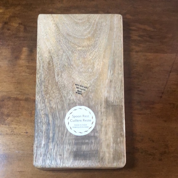 Natural Wood Spoon Rest Utensil Handcrafted Boho in India NWOT - Picture 7 of 8